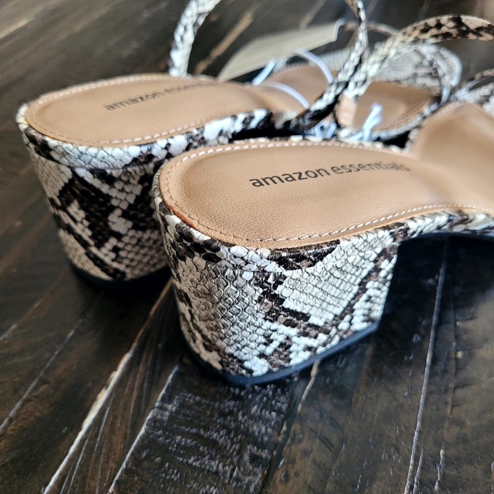 Amazon Essentials Thin Two Strap White Snake Heel… - image 3